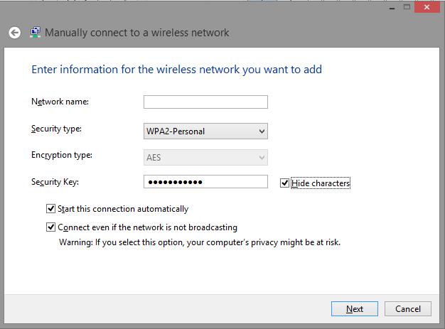 changing network type in wi dows 8